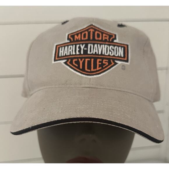 Vtg 90s Harley Davidson Motorcycles Shield Logo Annco Strapback Hat Cap - Picture 1 of 8